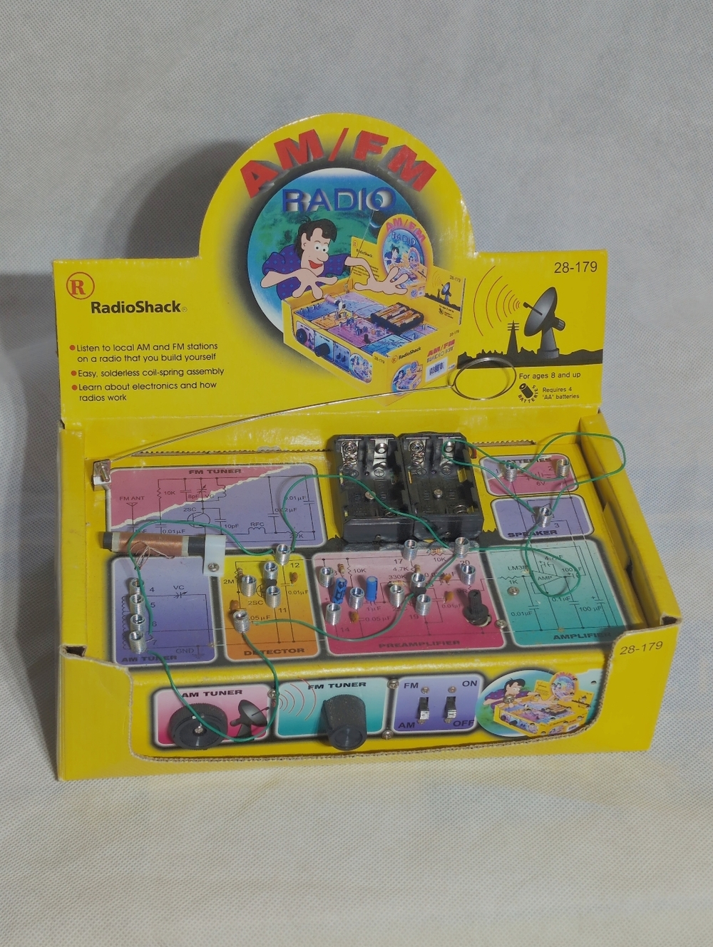 Vintage Radio Shack AM/FM Radio Kit - Yellow Display Box 28-179